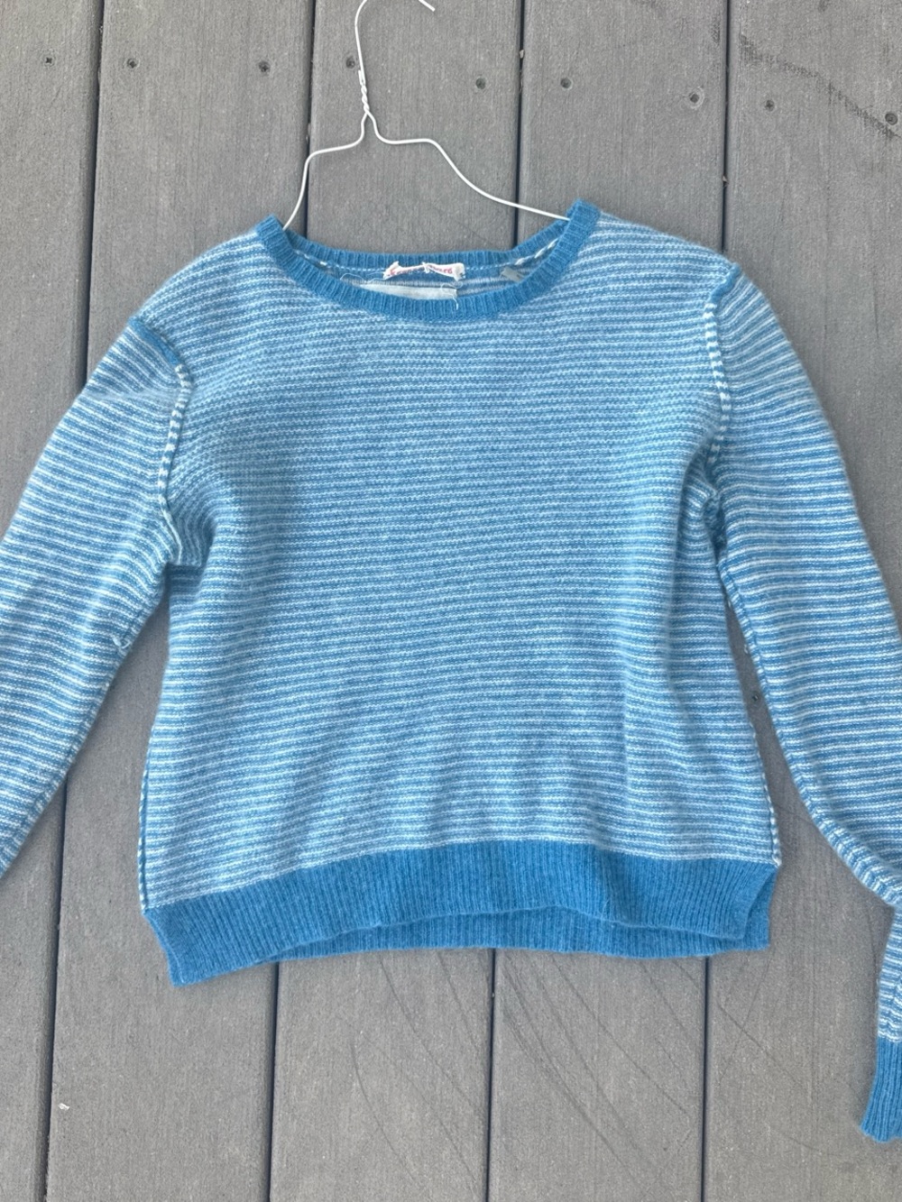 Rebecca Taylor Blue & Light Blue Striped Crewneck Sweater